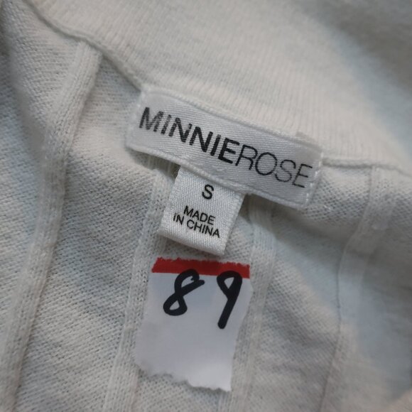 Womens Minnie Rose White Red Cotton Cashmere Collared V-Neck Knit Polo Top S - Picture 5 of 5